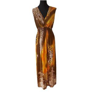 Vintage Seven Islands Maxi Dress Large V-neck Fairy Whimsigoth Y2K Mob Wife Boho